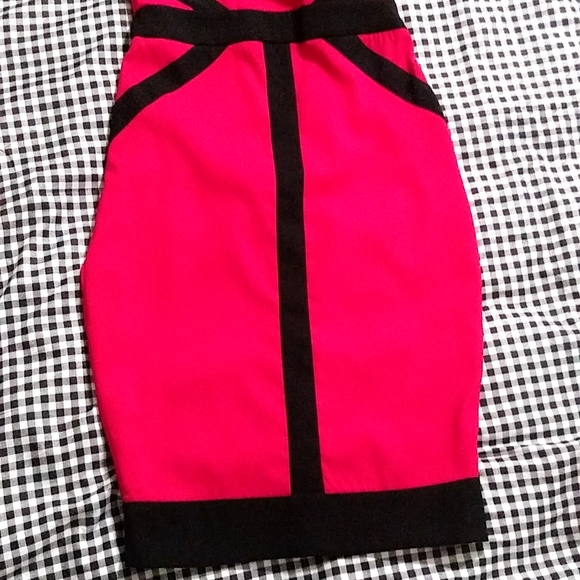 Hot PinkDress With Black Line Design XOXO Dress Size 7/8 - Picture 4 of 14